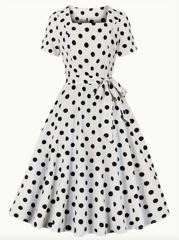 ANKE - Robe polka élégante et vintage pour le printemps/été