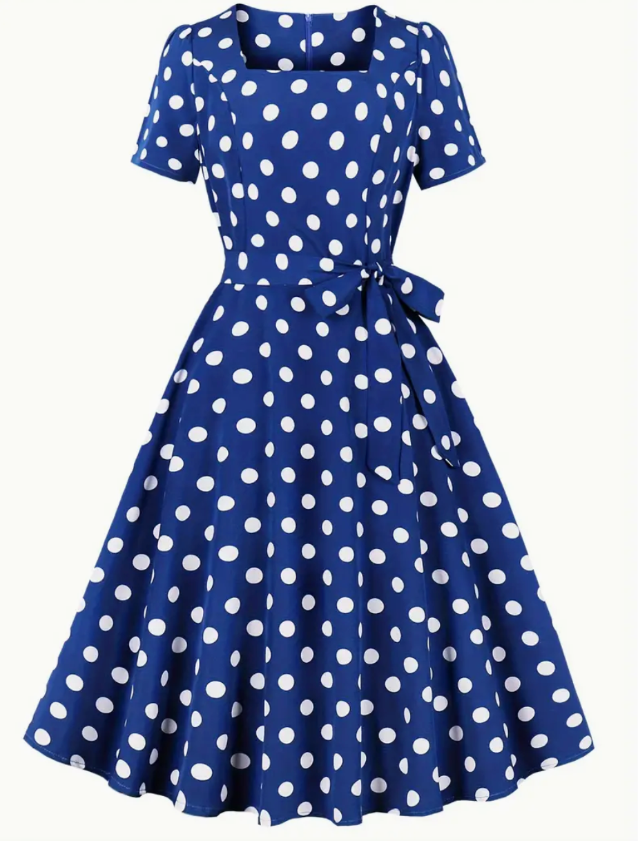 ANKE - Robe polka élégante et vintage pour le printemps/été