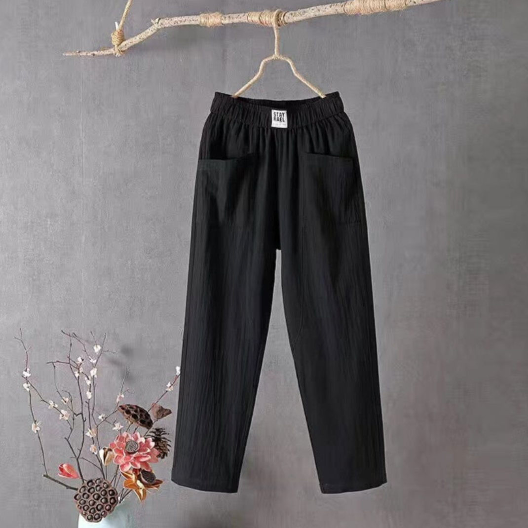 MARIKA - Pantalon en lin avec taille élastique