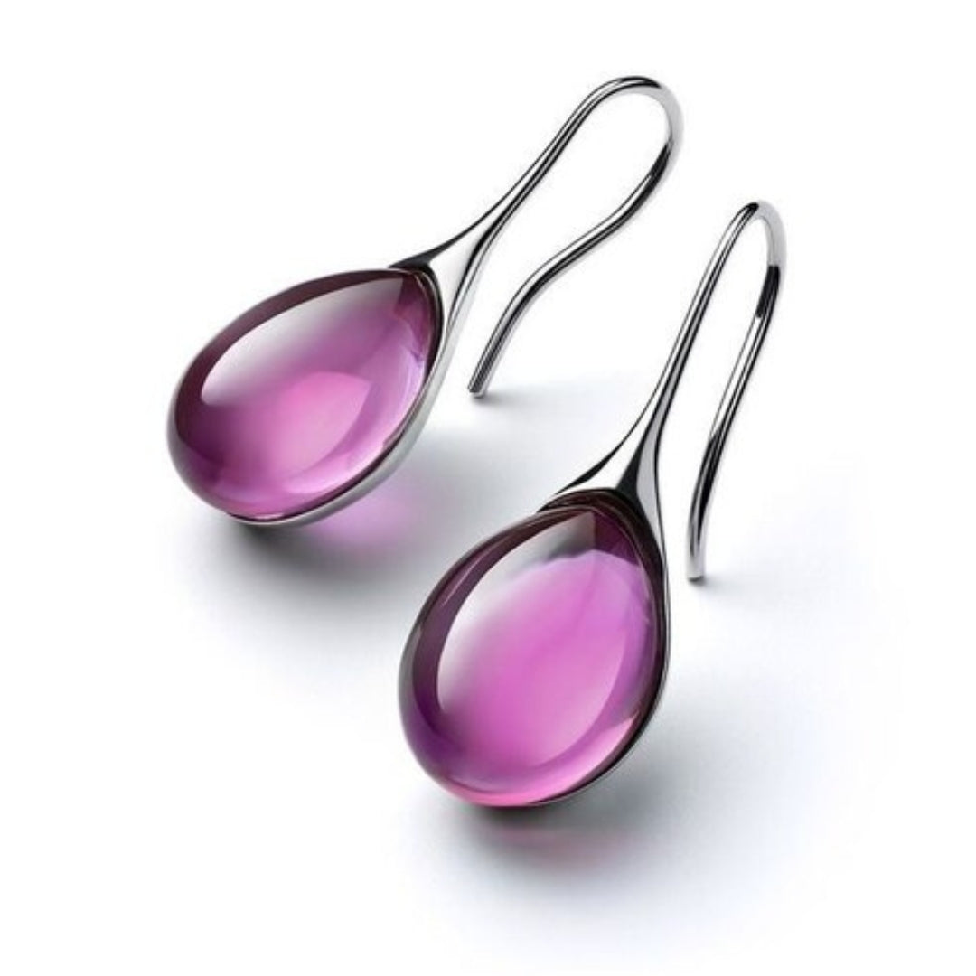 Boucles d'oreilles gouttes de cristal en or et argent