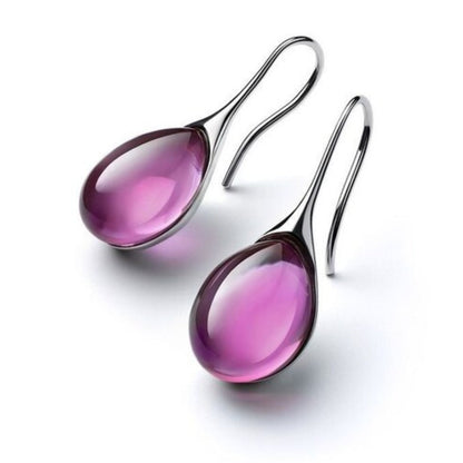 Boucles d'oreilles gouttes de cristal en or et argent