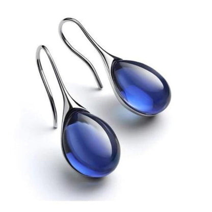 Boucles d'oreilles gouttes de cristal en or et argent
