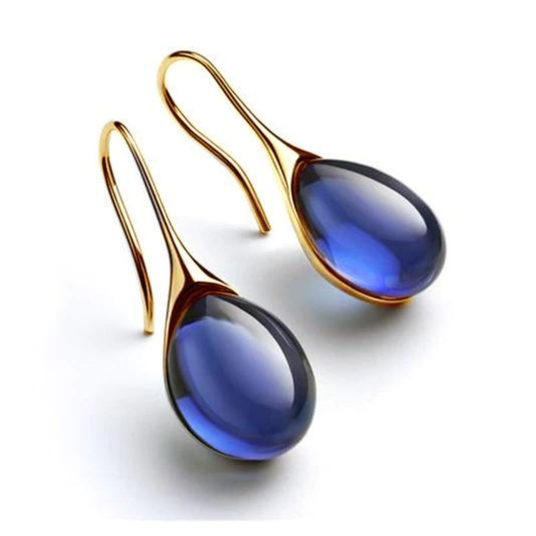 Boucles d'oreilles gouttes de cristal en or et argent