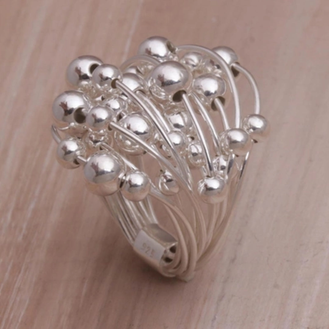 Bague vintage en argent pour plantes et pousses