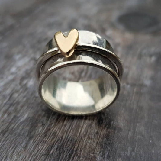 Mely - Bague en argent cœur doré