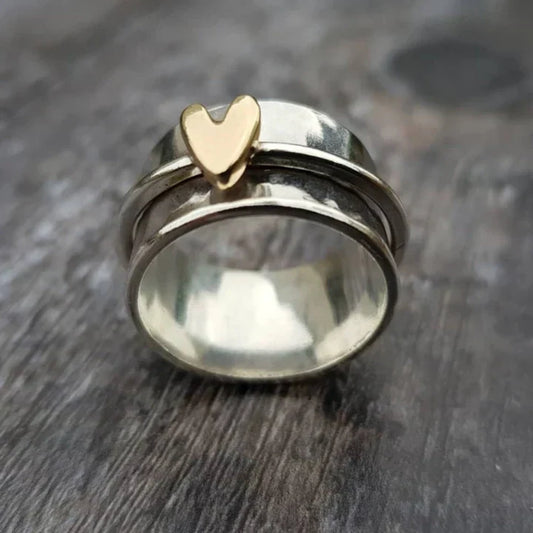 Bague en argent vintage en forme de cœur