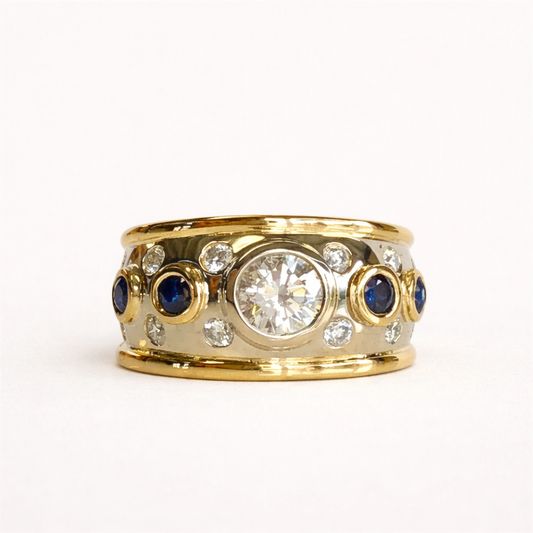 Bague vintage en zircone incrustée et superposée