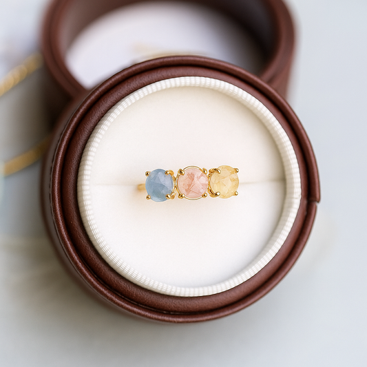 Bague vintage en pierres colorées