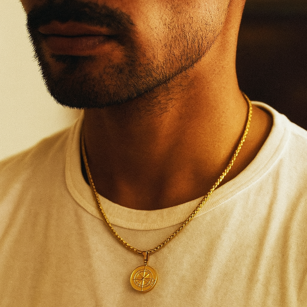 Collier pour homme avec pendentif boussole - Adrien