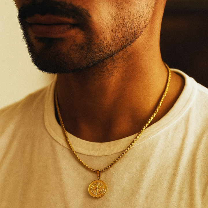 Collier pour homme avec pendentif boussole - Adrien