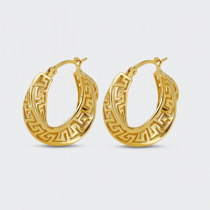 Créoles géométriques gravées en plaqué or pour femmes - Helga