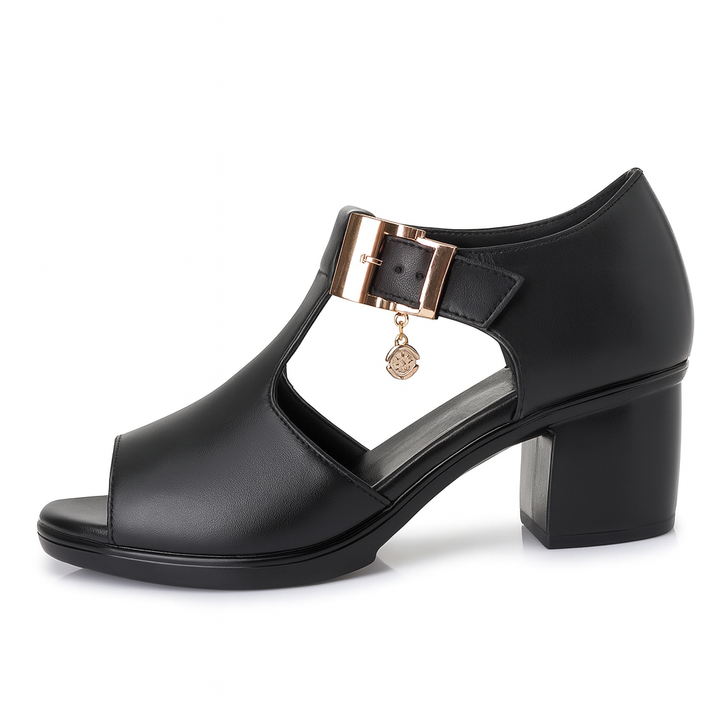 Sandales à talon moyen avec boucle décorative - Elara