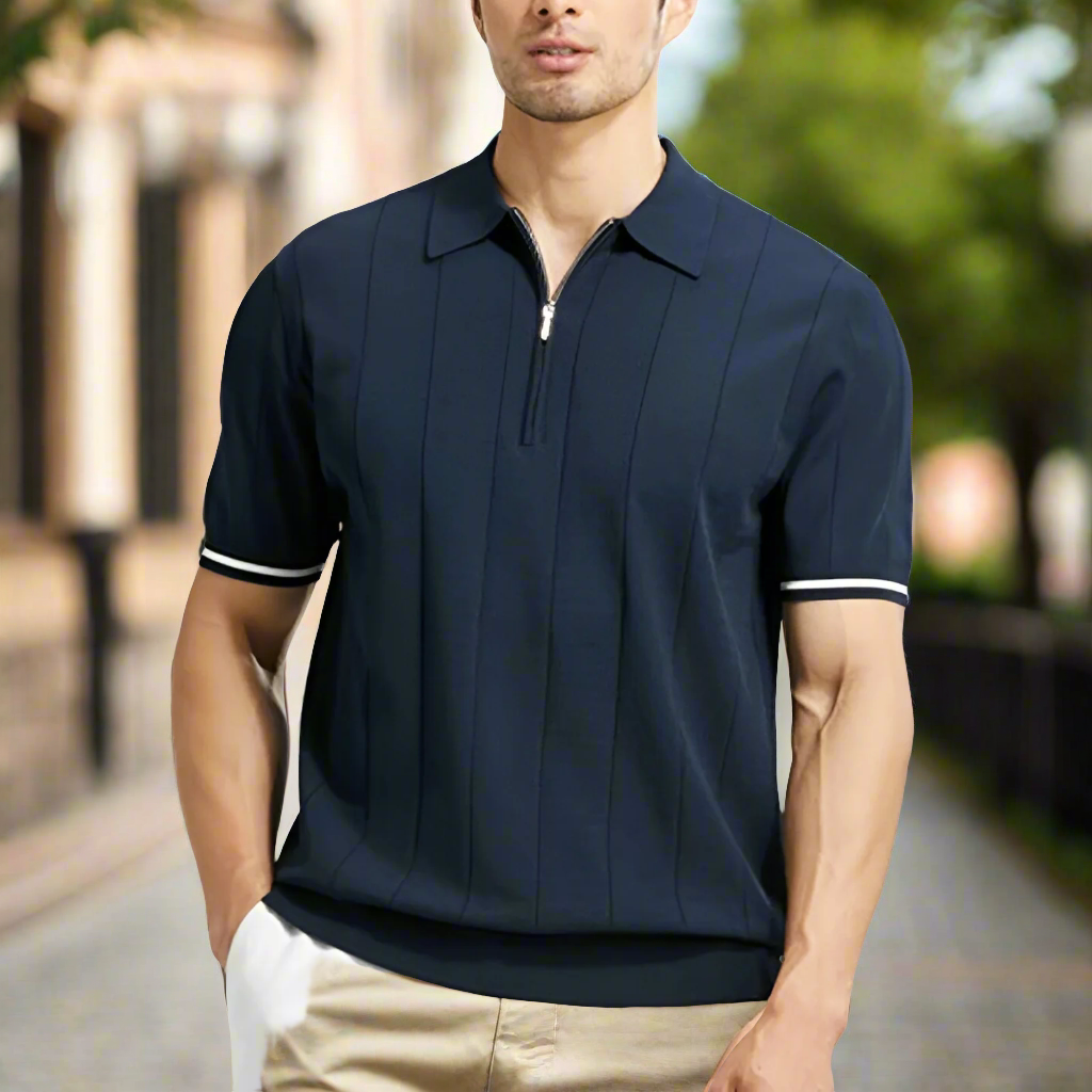 Laurel - Polo classique pour homme avec fermeture éclair