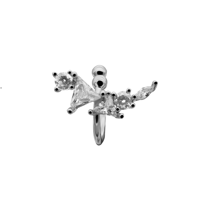 Leaf Crystal Earcuff plaqué or 14 carats