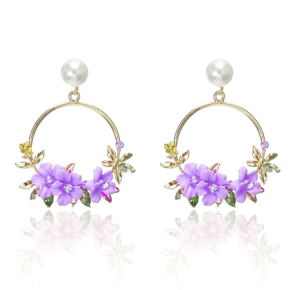 Boucles D Oreilles Or Jaune Fleurs Perles Edition Limitee Exclusivite