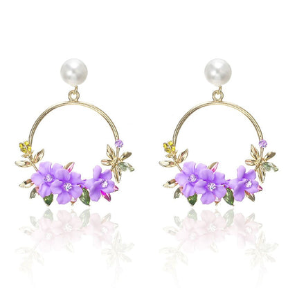 Boucles D Oreilles Or Jaune Fleurs Perles Edition Limitee Exclusivite