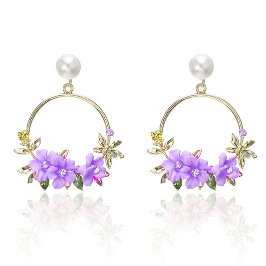 Boucles D Oreilles Or Jaune Fleurs Perles Edition Limitee Exclusivite