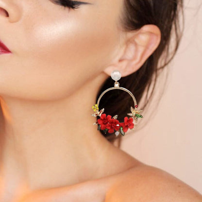 Boucles D Oreilles Or Jaune Fleurs Perles Edition Limitee Exclusivite