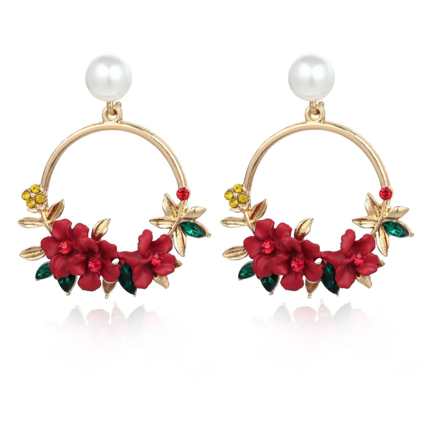 Boucles D Oreilles Or Jaune Fleurs Perles Edition Limitee Exclusivite