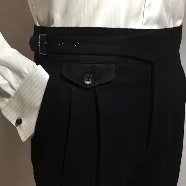 Elégant pantalon en laine avec ceinture pour hommes