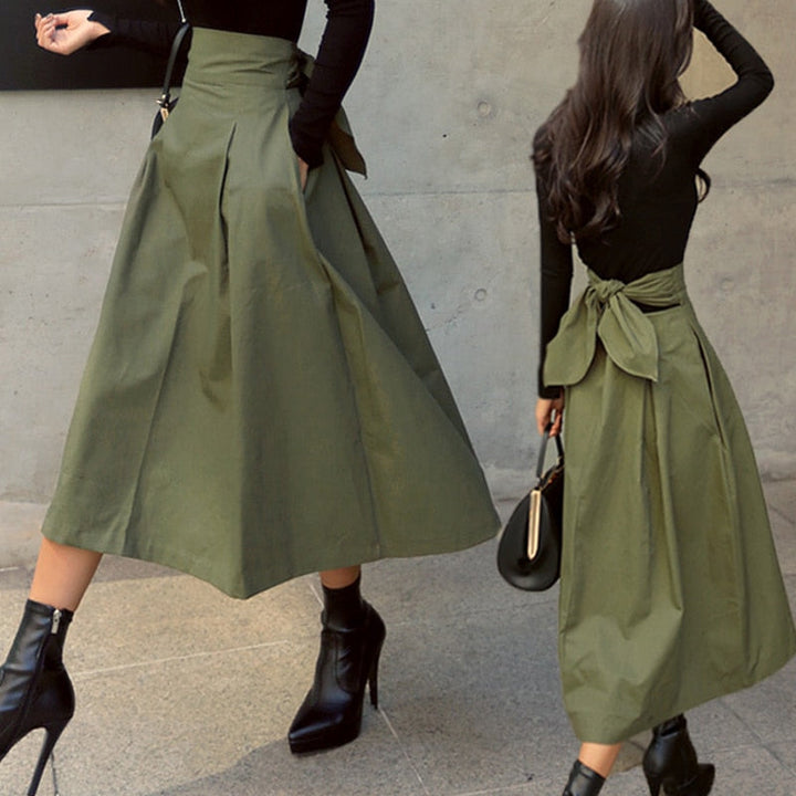 Jupe midi taille haute pour femme