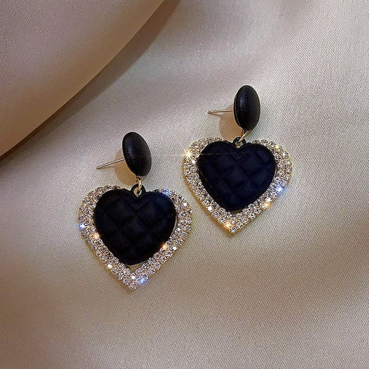 Boucles Oreilles Schwarze Herz Or Jaune Édition Limitée Collection Or Luxe Élégante