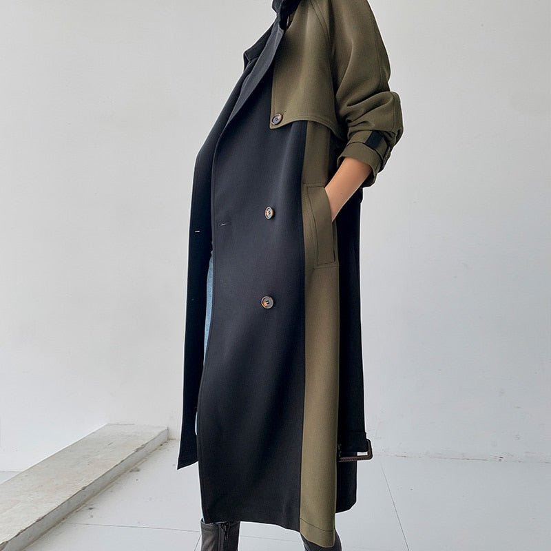 Lina - Manteau trench style chic marine et olive