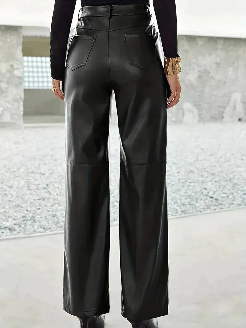 Kaye - Pantalon en cuir à taille haute