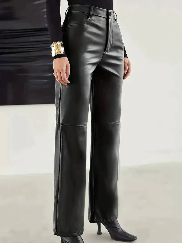 Kaye - Pantalon en cuir à taille haute