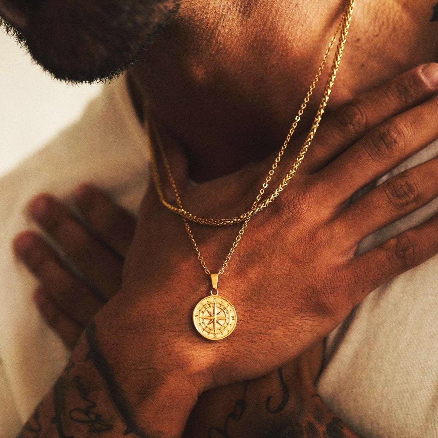 Collier pour homme avec pendentif boussole - Adrien