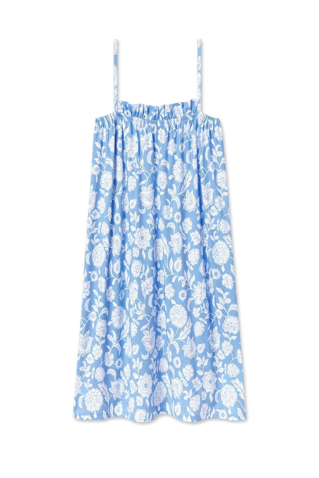Nana - Chemise de nuit Pima à volants en bouquet baltique