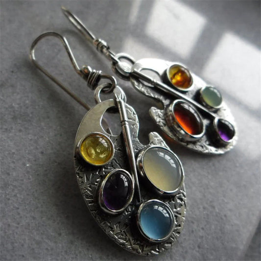 Boucles D'Oreilles Vintage Pierres Multicolores Édition Limitée Exclusivité