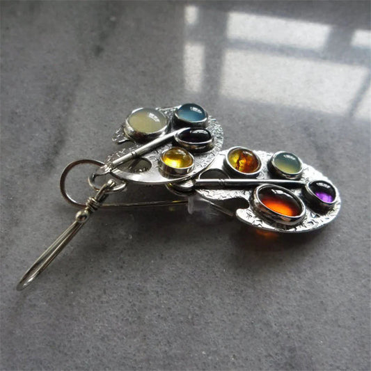 Boucles D'Oreilles Vintage Pierres Multicolores Édition Limitée Exclusivité