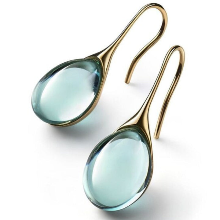 Boucles d'oreilles gouttes de cristal en or et argent