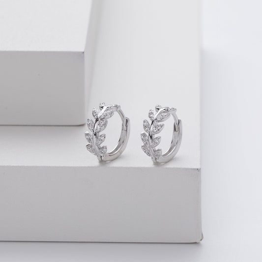 Créoles Feuilles Argent Sterling Fait Main Au Royaume Uni Édition Limitée