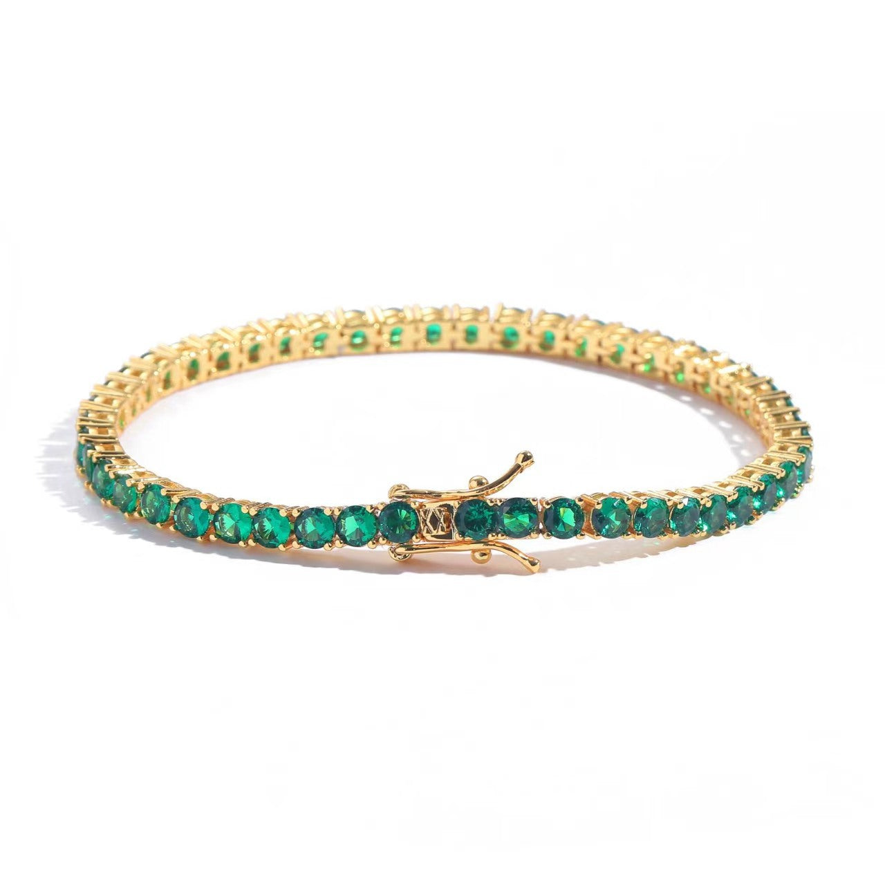 Bracelet de tennis en or avec cristaux verts - Lioria