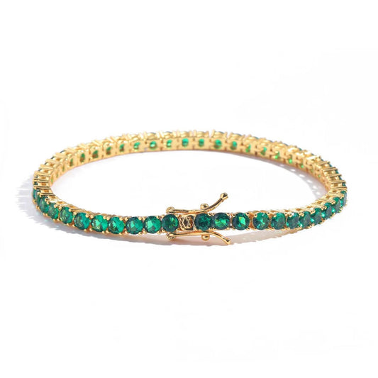 Bracelet de tennis en or avec cristaux verts - Lioria