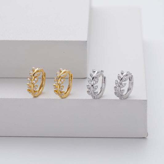 Créoles Feuilles Argent Sterling Fait Main Au Royaume Uni Édition Limitée