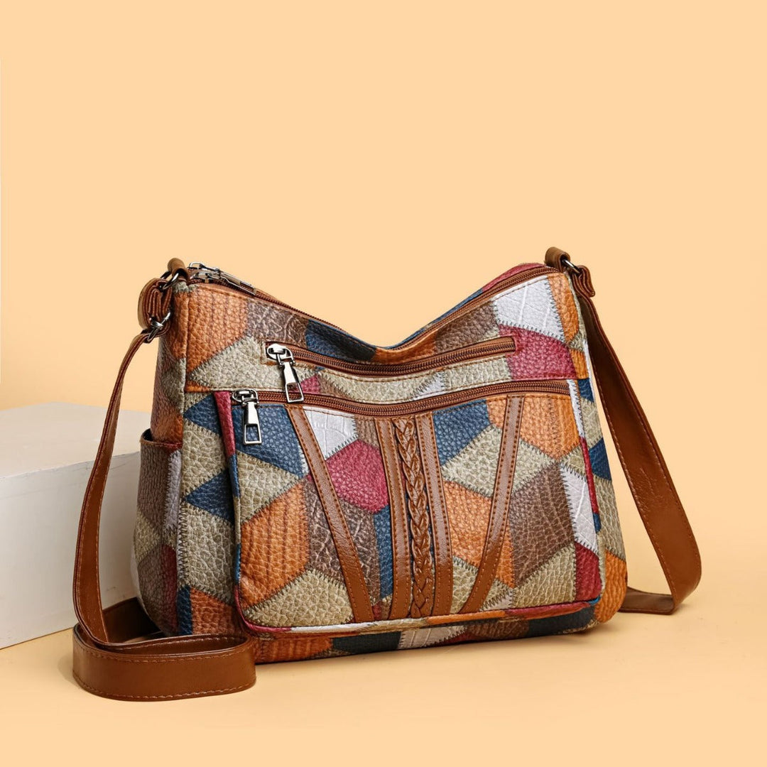 Sac à bandoulière pour femmes avec imprimé géométrique rétro multicolore - Mirella