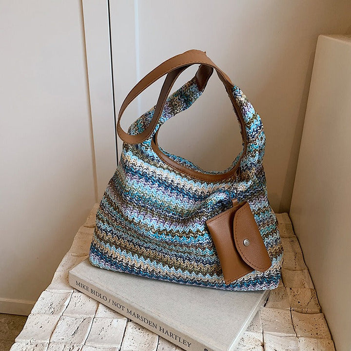 Sac à main en raphia tressé pour femme avec détail de sac à main - Martina