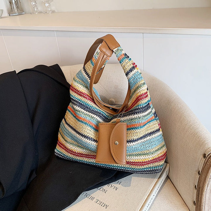 Sac à main en raphia tressé pour femme avec détail de sac à main - Martina