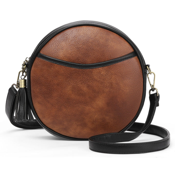 Sac à bandoulière pour femme avec design rond à effet cuir vintage - Noelia