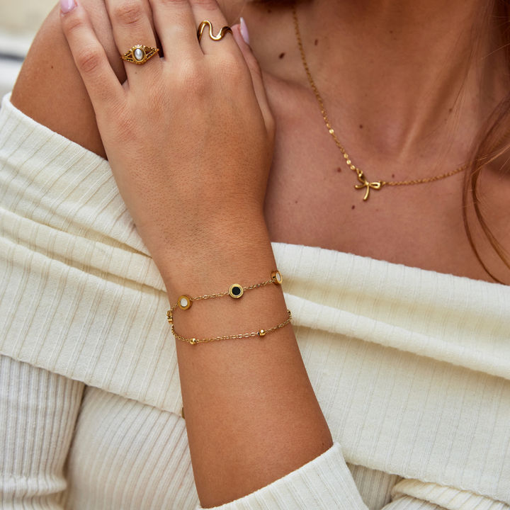 Bracelet avec double chaîne et détails circulaires - Vittoria