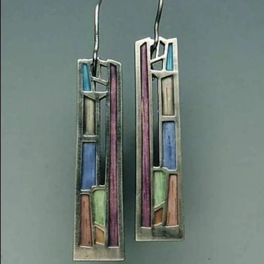Boucles D Oreilles Argent Multicolore Vintage Édition Limitée Exclusivité