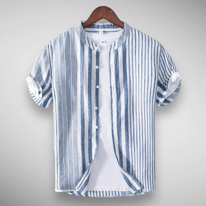 Chemise en lin de haute qualité pour hommes en rose et bleu