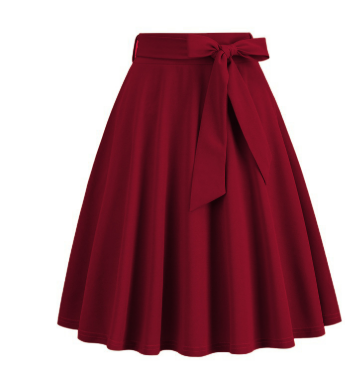 Jupe midi A-Line pour femme avec nœud sur le côté - taille haute & stylée