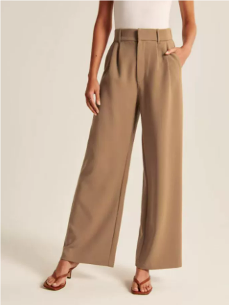 Pantalon décontracté pour femme - Côte haute - Jambe large