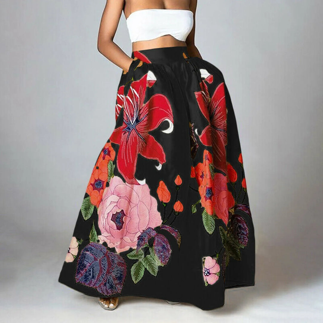Maxi-jupe femme à imprimé floral, taille haute et stylée
