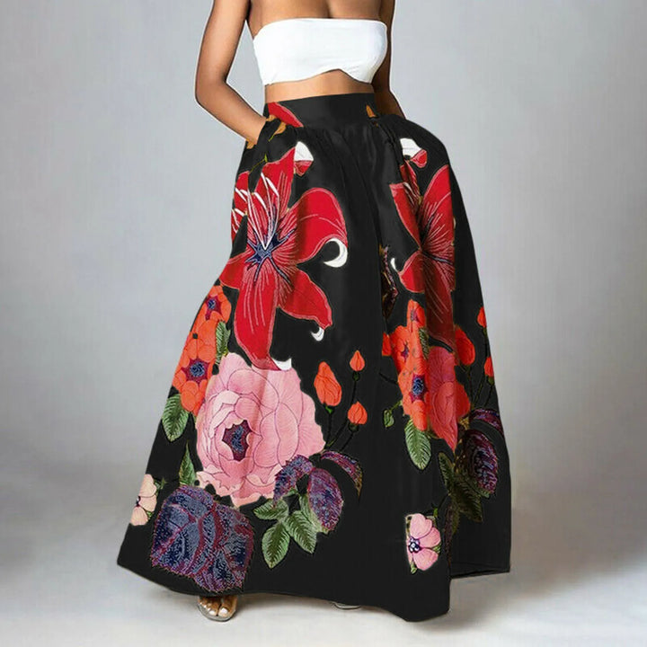 Maxi-jupe femme à imprimé floral, taille haute et stylée