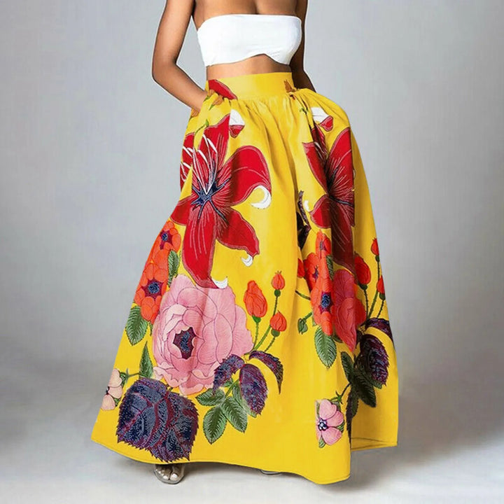 Maxi-jupe femme à imprimé floral, taille haute et stylée